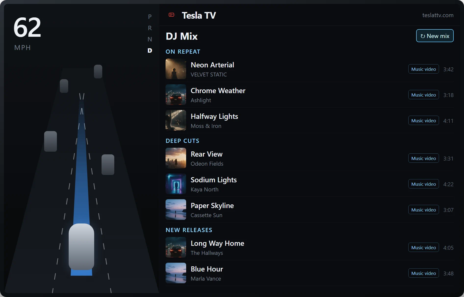 The Tesla TV DJ Mix, built into labelled sets